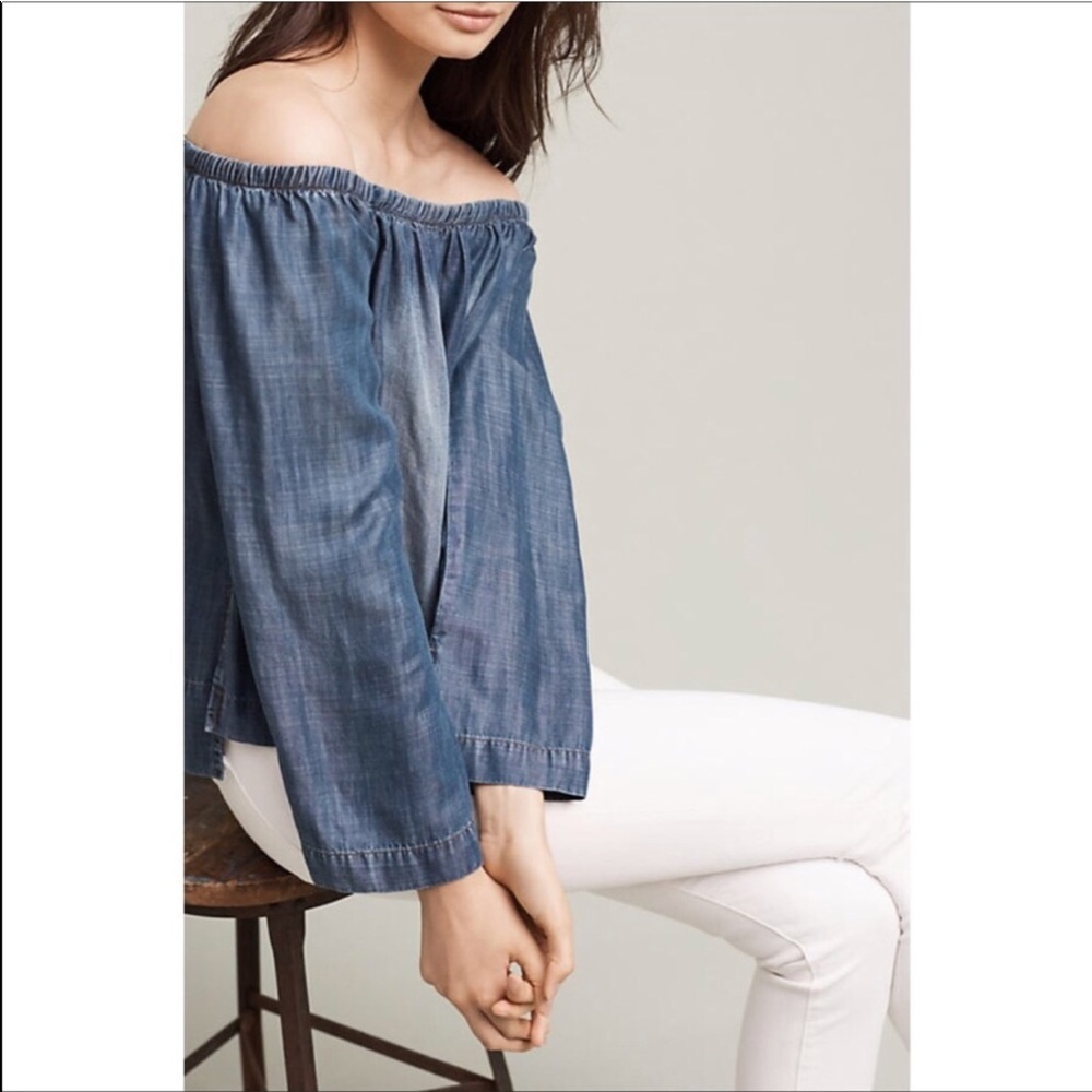 Cloth & Stone | off the shoulder chambray top - Picture 3 of 8